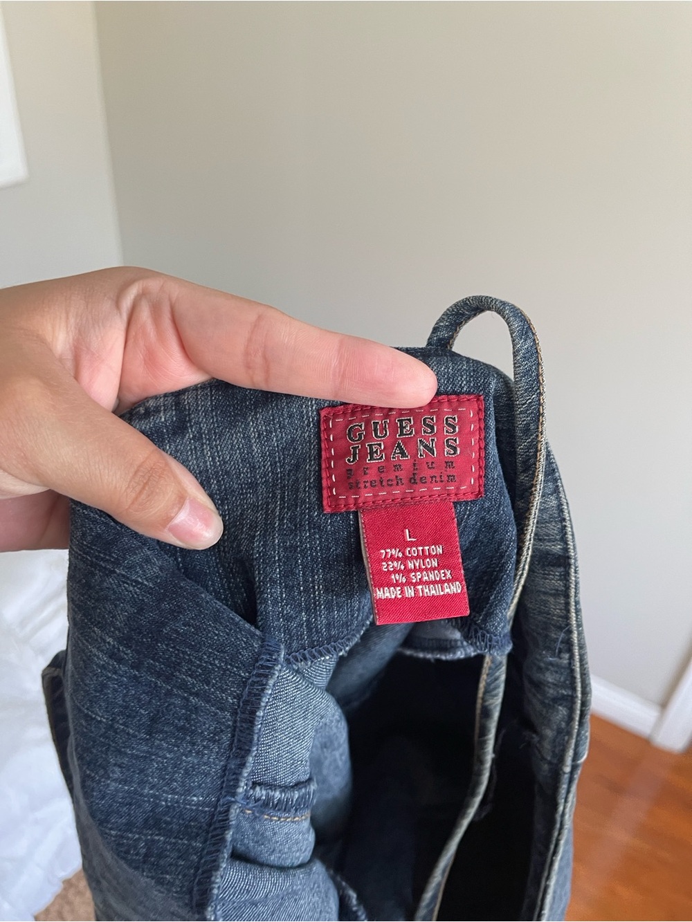 Guess Denim Corset Cami with Red Lace Detail - Blue - Picture 6 of 6